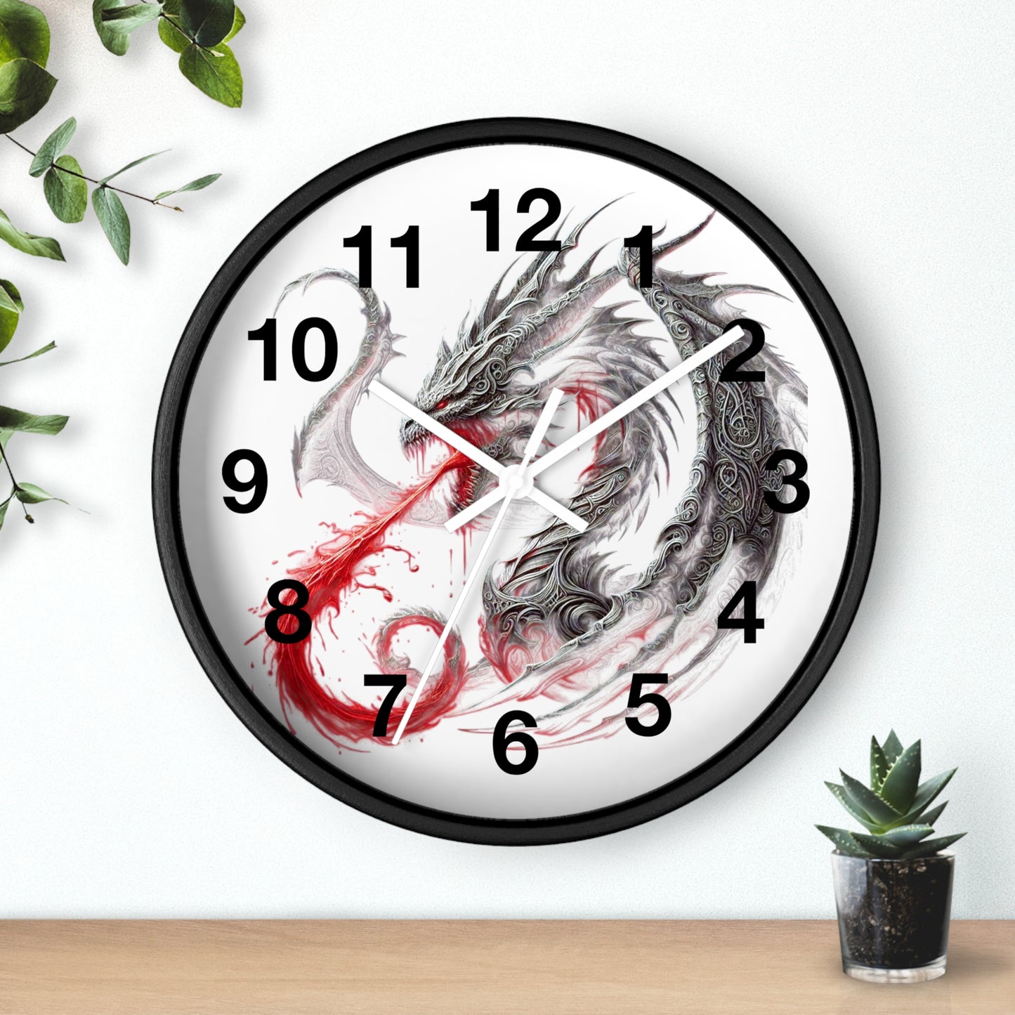 Dragon Wall Clock — Red Breath Mythical Timepiece for Fantasy Fans