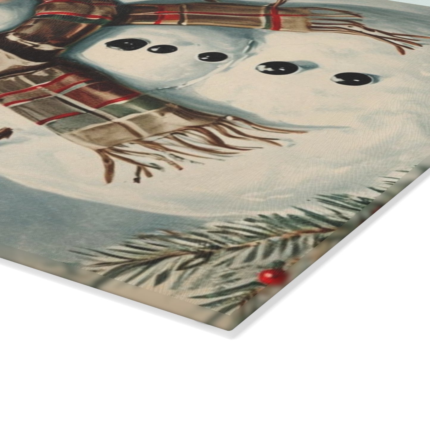 Snowman Glass Cutting Board — Festive Holiday Kitchen Decor & Serving Board