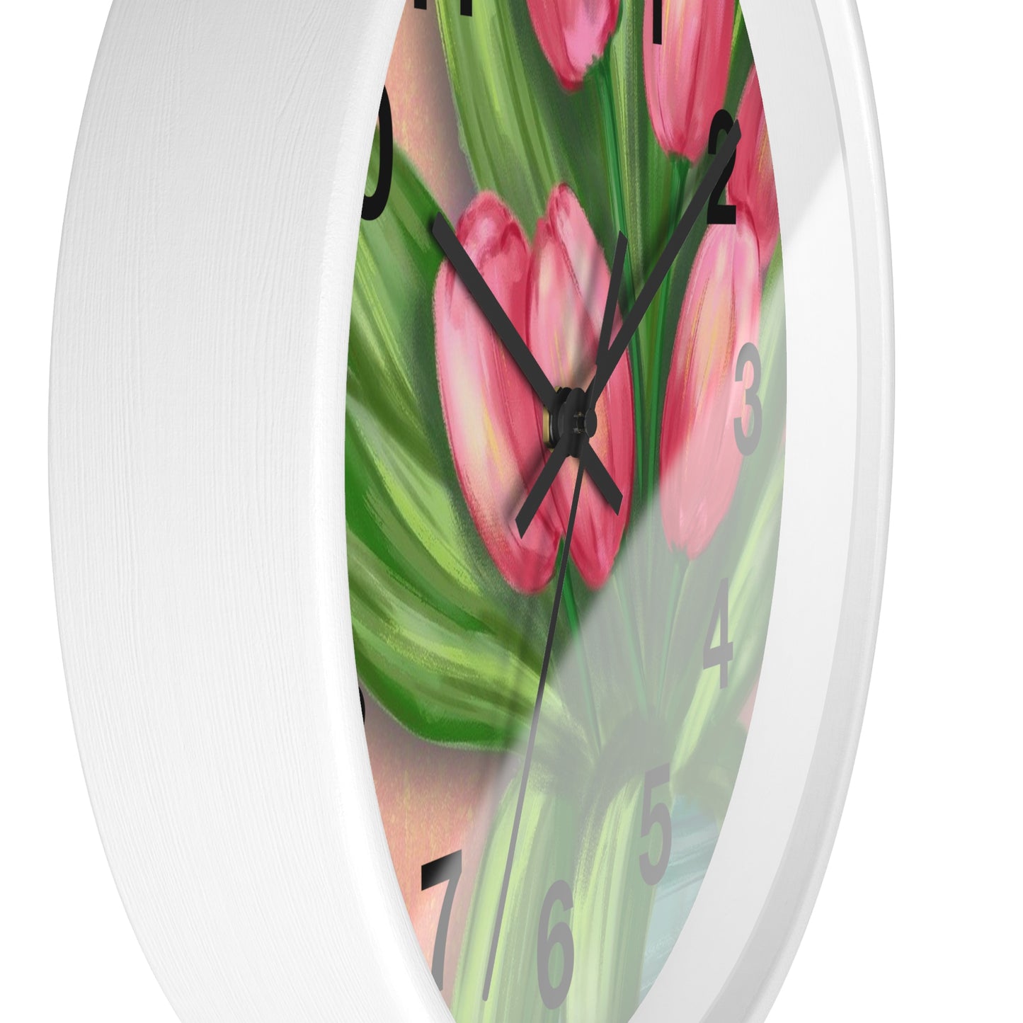 Floral Tulip Wall Clock - Home Decor, Gift for Garden Lovers, Spring Decoration, Elegant Timepiece, Unique Wall Art