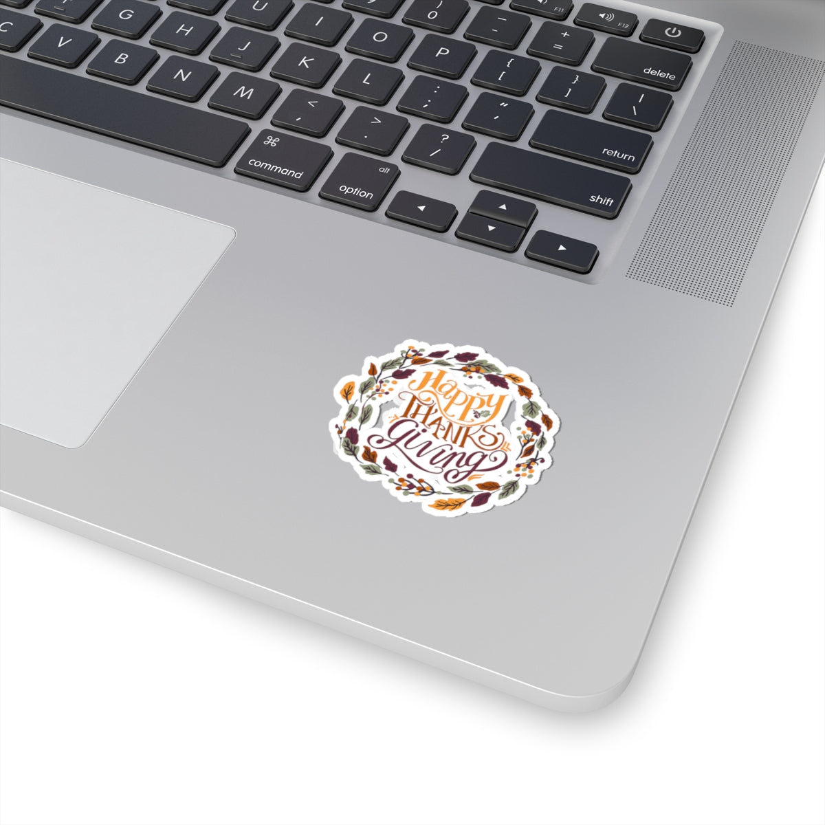 Happy Thanksgiving Fall Wreath Sticker — Kiss-Cut Thanksgiving Decal