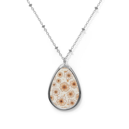 Floral Teardrop Necklace - Boho Jewelry, Gifts for Her, Nature-Inspired Accessories, Everyday Elegance, Flower Pendant
