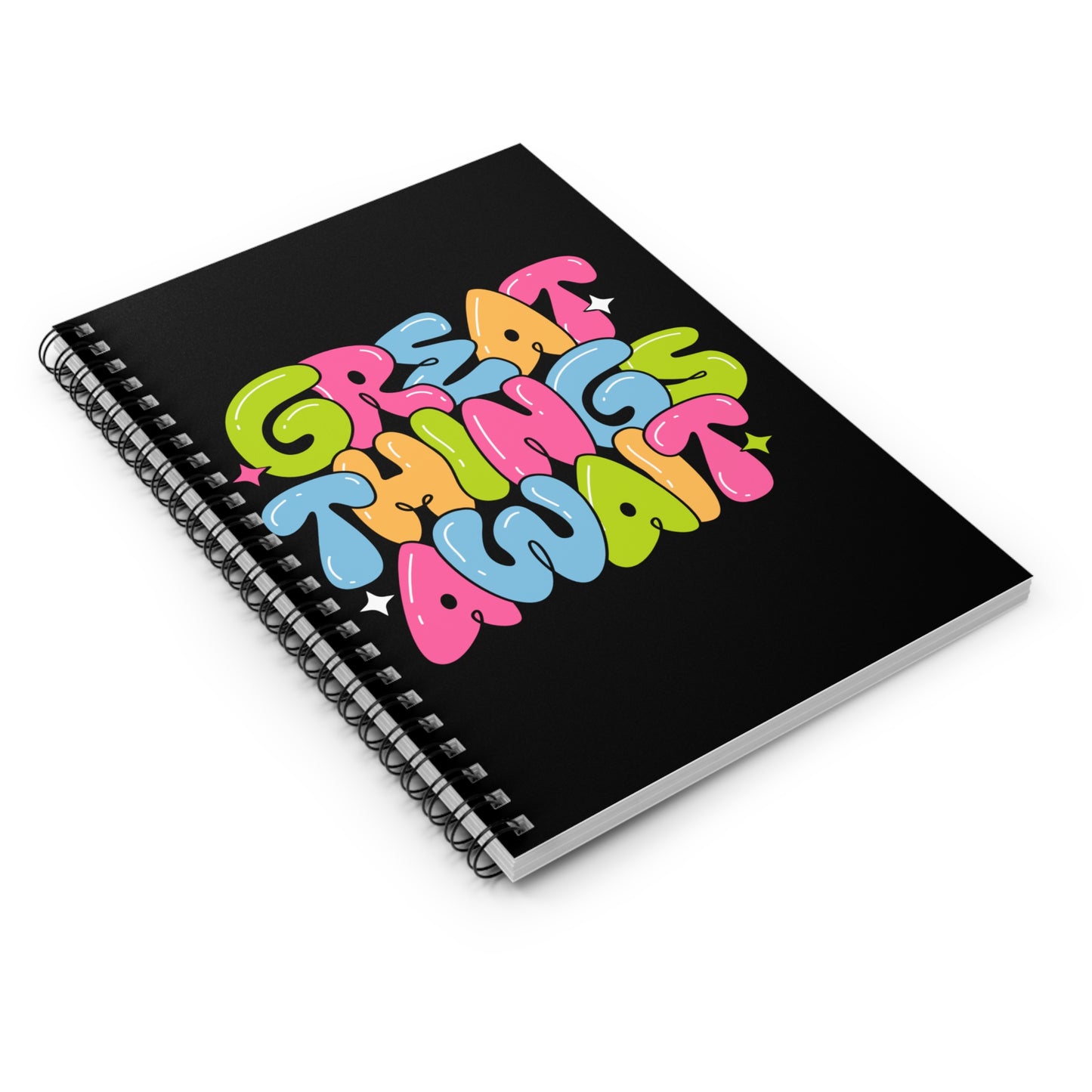 Colorful Inspirational Spiral Notebook - Great Things Await
