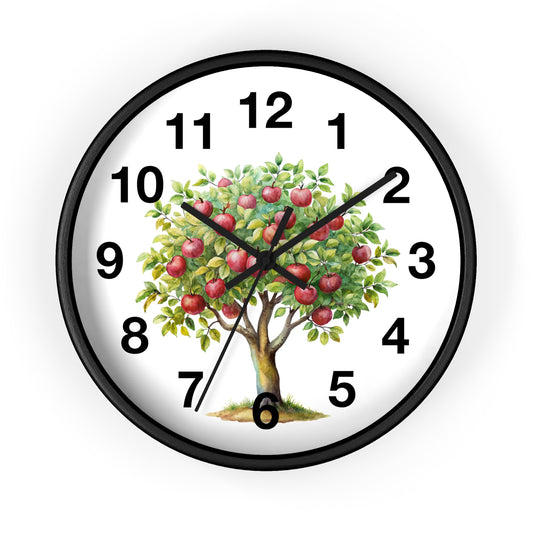 Apple Tree Wall Clock, Vintage Home Decor, Rustic Clock for Kitchen, Gift for Gardeners, Unique Wall Art