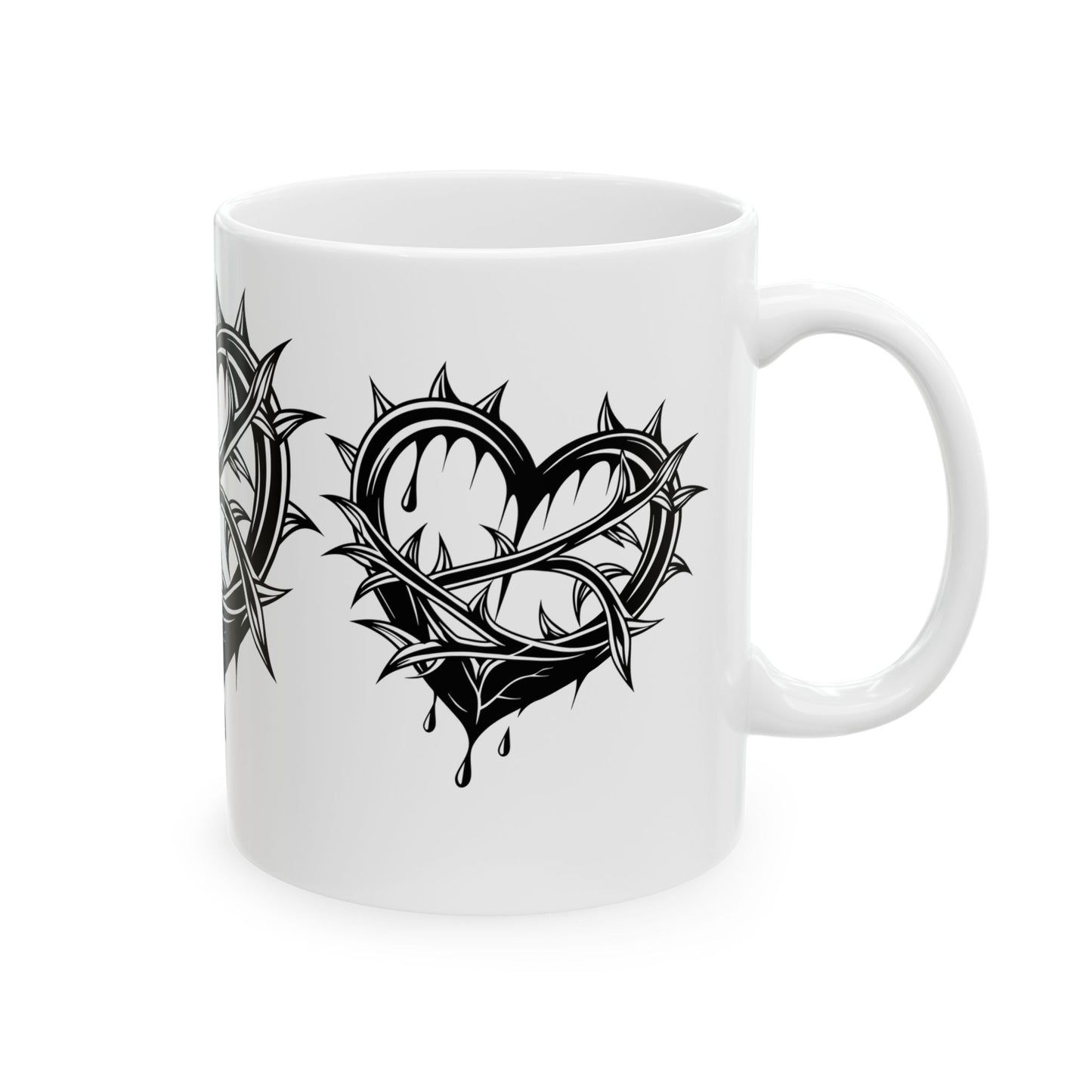 Gothic Heart Design Ceramic Mug | Unique Coffee Cup for Gifts, Valentine's Day, Home Decor, Art Lovers, or Halloween