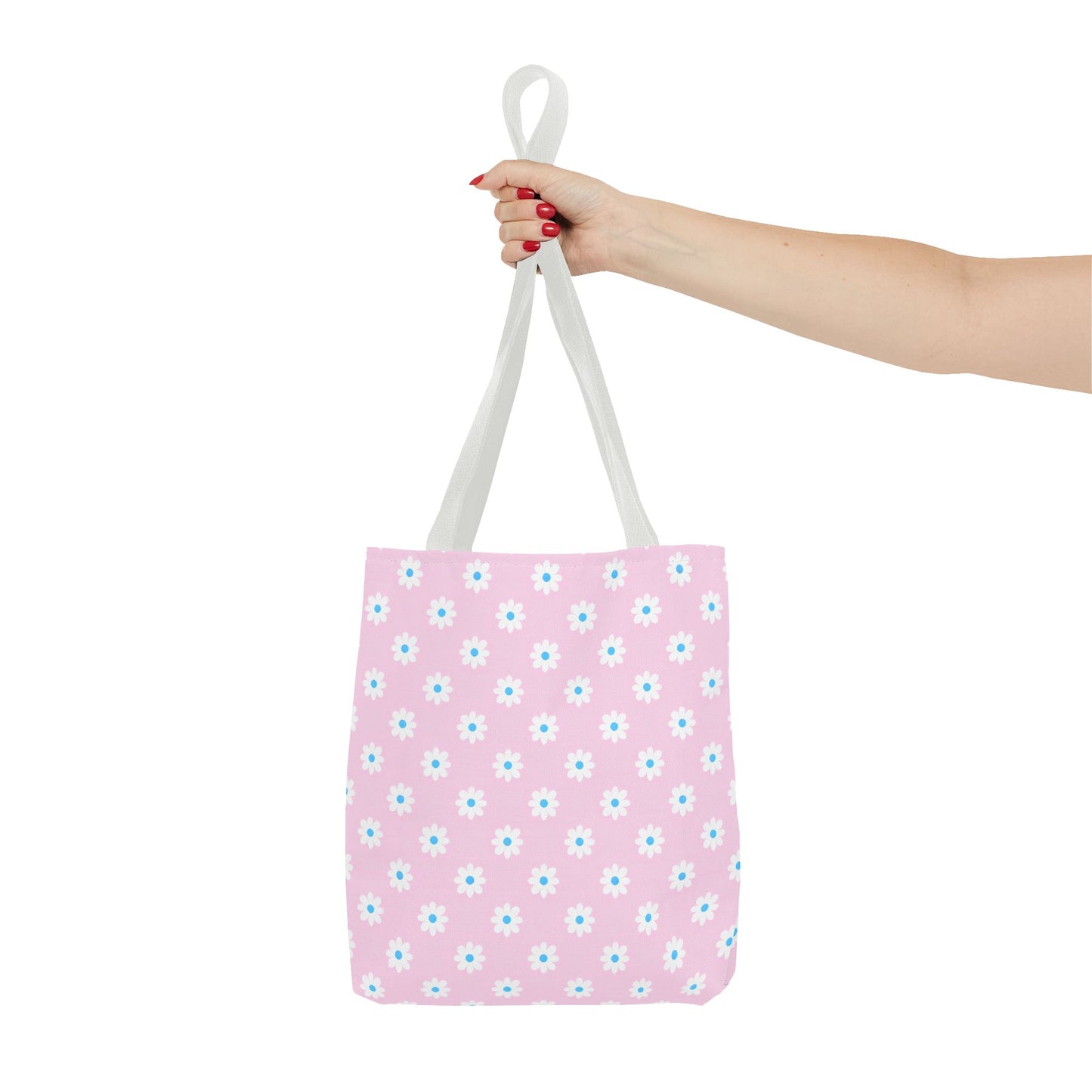 Pink Daisy Pattern Tote Bag — Floral Everyday Canvas Shopper