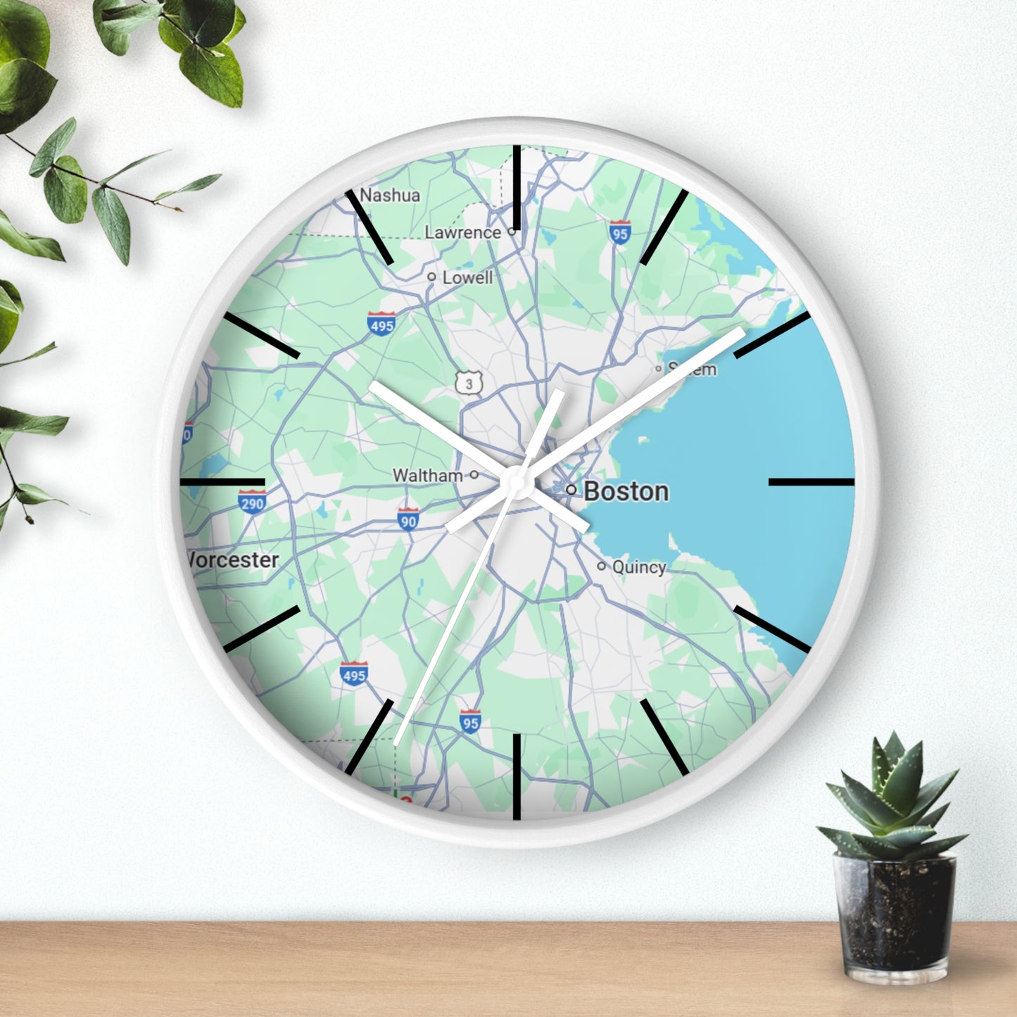 Boston Map Wall Clock - Unique Home Decor, Gift for Boston Lovers, Custom Wall Art, Office Decorations, Modern Timepiece
