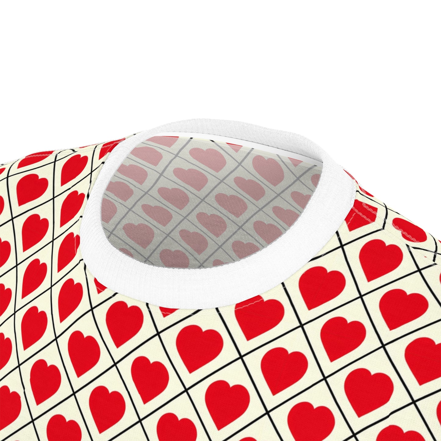 Allover Red Heart Pattern Tee – Valentine’s Day Cut & Sew Shirt