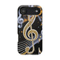 Music Notes Magnetic Impact-Resistant Phone Case — Gold Treble Clef Design