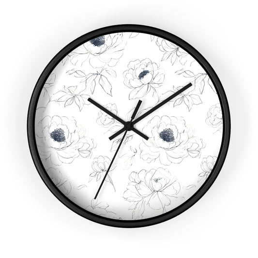 Elegant Floral Wall Clock, Modern Home Decor, Gift for Her, Kitchen Wall Art