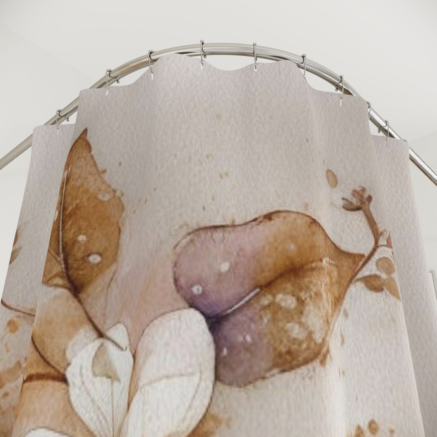 Botanical Floral Shower Curtain — Watercolor Magnolia Design