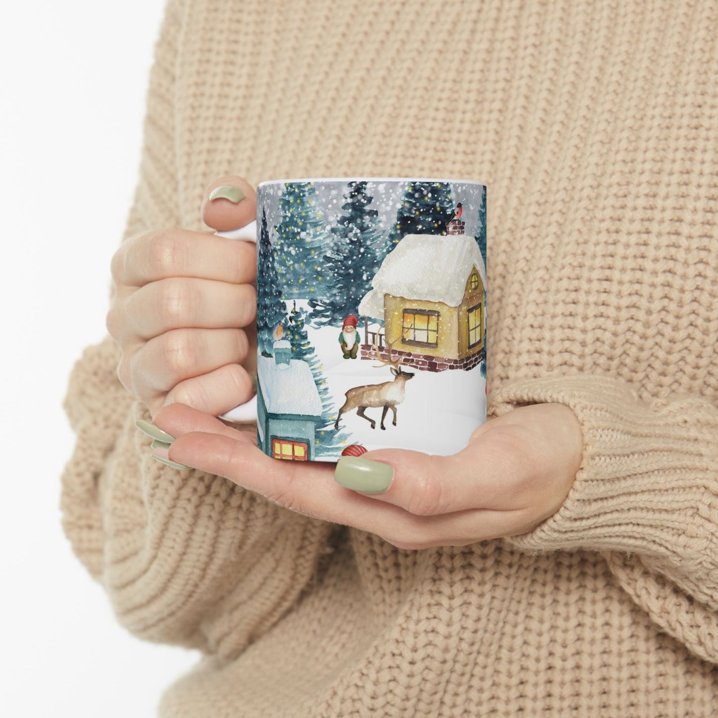 Winter Wonderland Ceramic Mug - Cozy Hot Chocolate Cup, Holiday Gift, Christmas Decor, Seasonal Kitchenware, Snowy Scene
