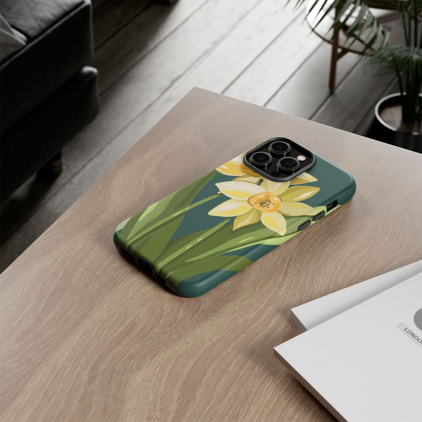 Floral Phone Case - Yellow Daffodil Design, Tough Phone Cover, Spring Decor, Floral Gift, Nature-Inspired Accessories