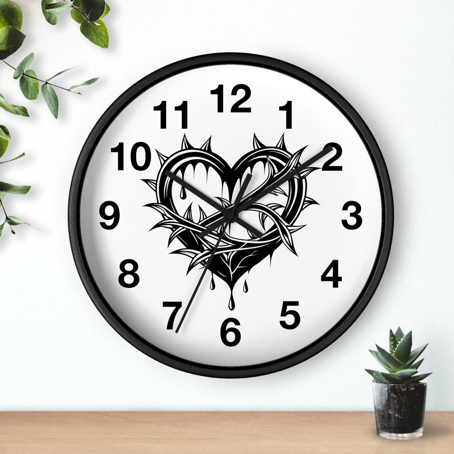 Heart & Thorns Wall Clock - Gothic Decor, Home Wall Art, Unique Timepiece, Perfect Gift for Her, Stylish Home Accessories