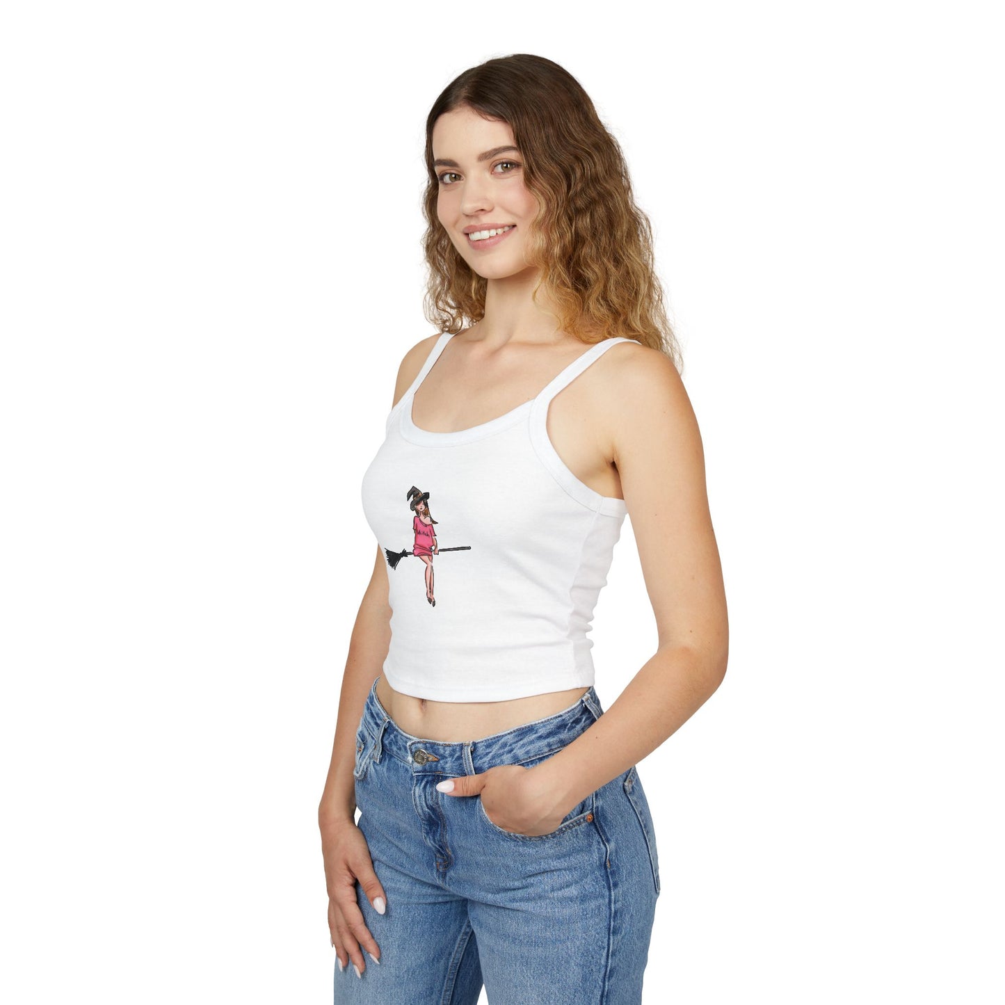 Witchy Spaghetti Strap Tank Top - Fun Summer Wear, Casual Party Top, Perfect for Halloween, Gifts for Friends, Everyday Fashion