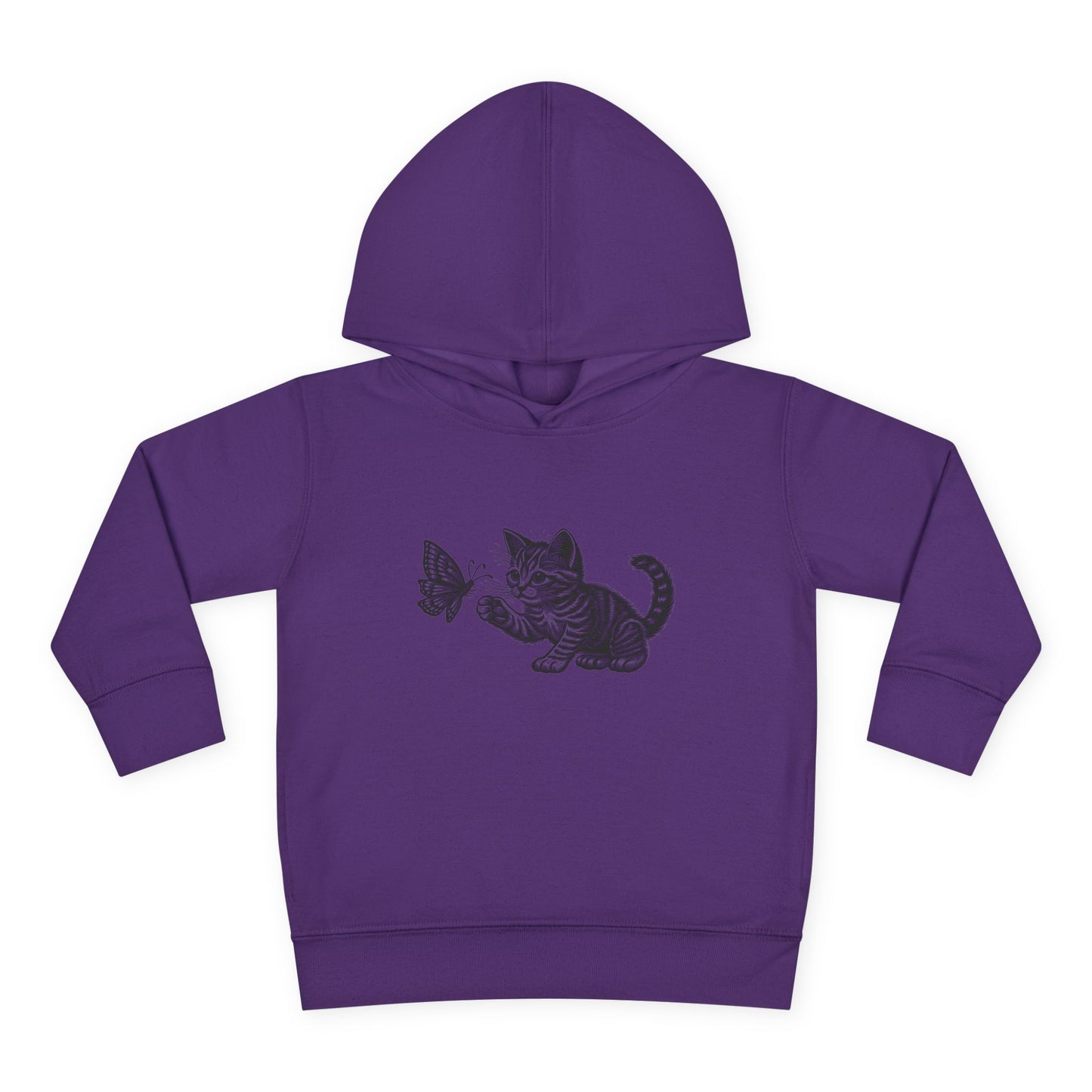 Cute Cat and Butterfly Toddler Hoodie, Toddler Pullover, Kids Fleece Hoodie, Animal Lover Gift, Playtime Pullover
