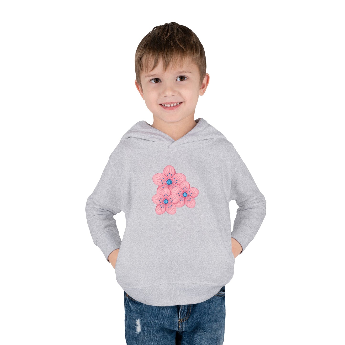 Adorable Toddler Pullover Fleece Hoodie with Pink Flower Design, Kids Sweatshirt, Toddler Clothing, Spring Outfit, Cute Gift for Kids