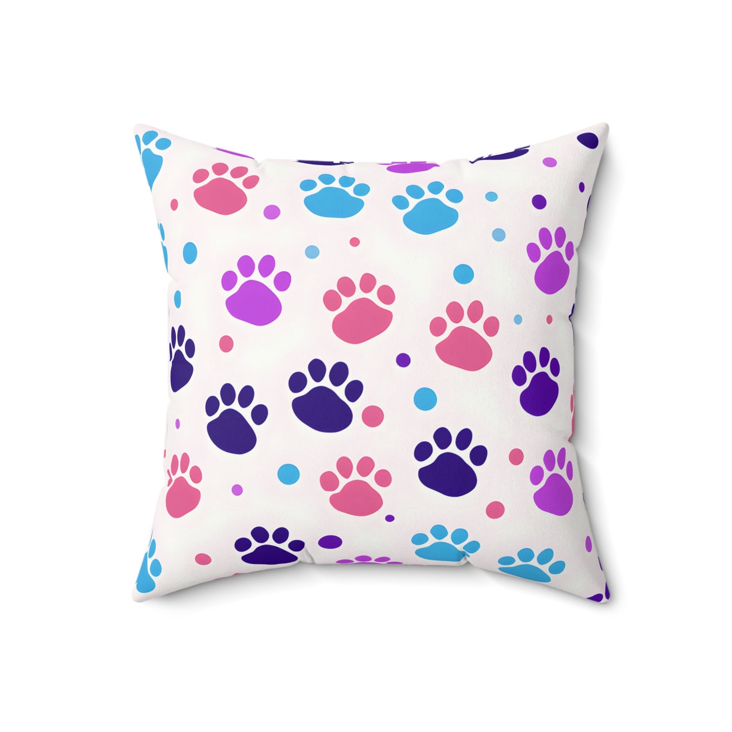 Colorful Paw Print Throw Pillow — Cute Pet Pattern Decorative Cushion