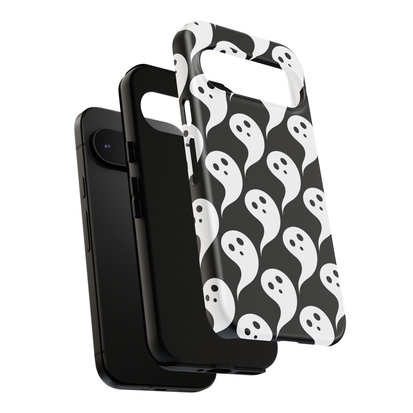 Ghost Pattern Phone Case, Cute Ghost Cell Phone Cover, Halloween Accessory, Spooky Gift, Black and White Phone Case