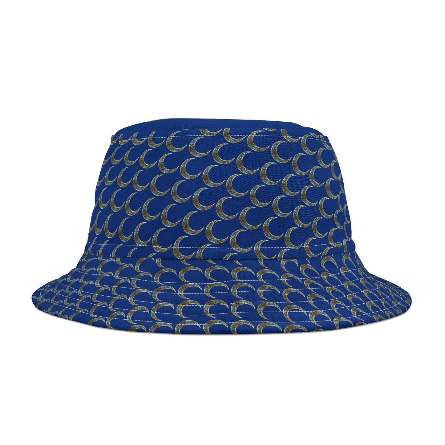 Blue Crescent Moon Pattern Bucket Hat - Stylish Sun Protection, Summer Hat, Festival Accessories, Beach Wear, Gift Ideas