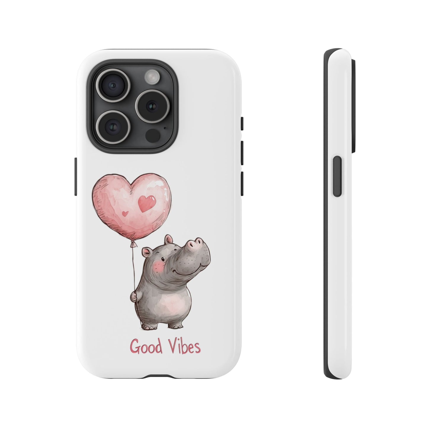 Cute Hippo Phone Case - Good Vibes Design, Animal Lover Gift, Fun Accessory, Birthday Present, Phone Accessories