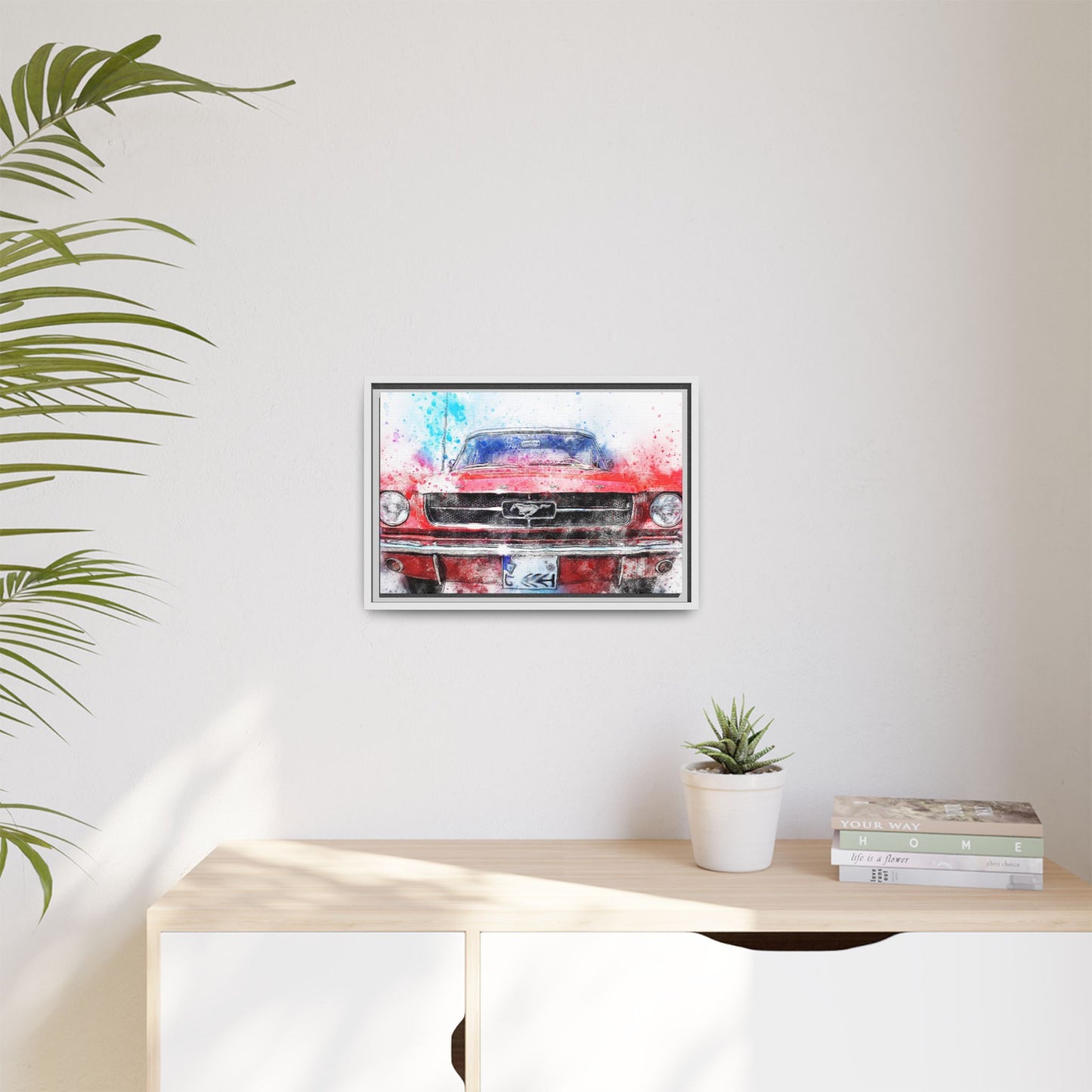 Matte Canvas, Framed Mustang Car