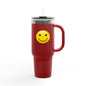 Smiley Face Insulated Travel Mug | 40oz Large Cup for Hot/Cold Beverages | Perfect for Travel & Gifting