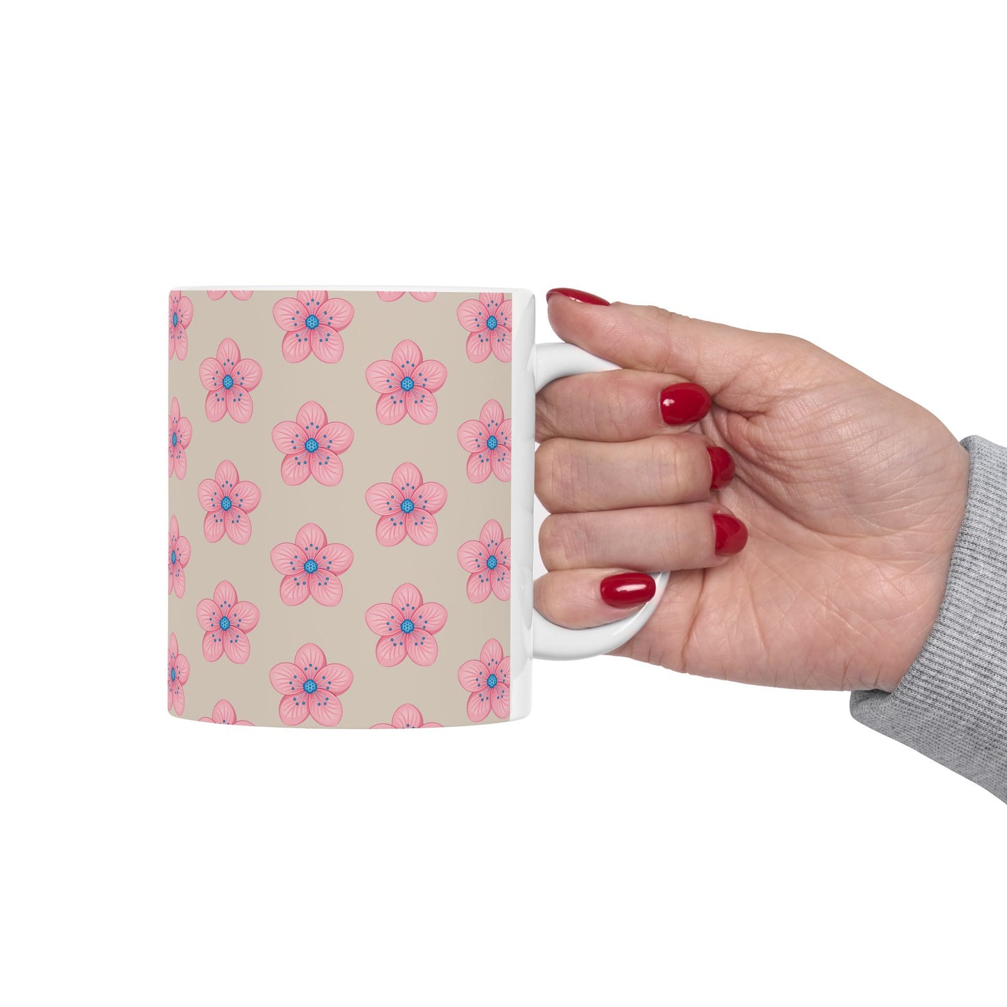 Pink Floral Ceramic Mug | Cute Coffee Cup for Flower Lovers, Tea Lovers, Gift for Her, Mother's Day, Birthday