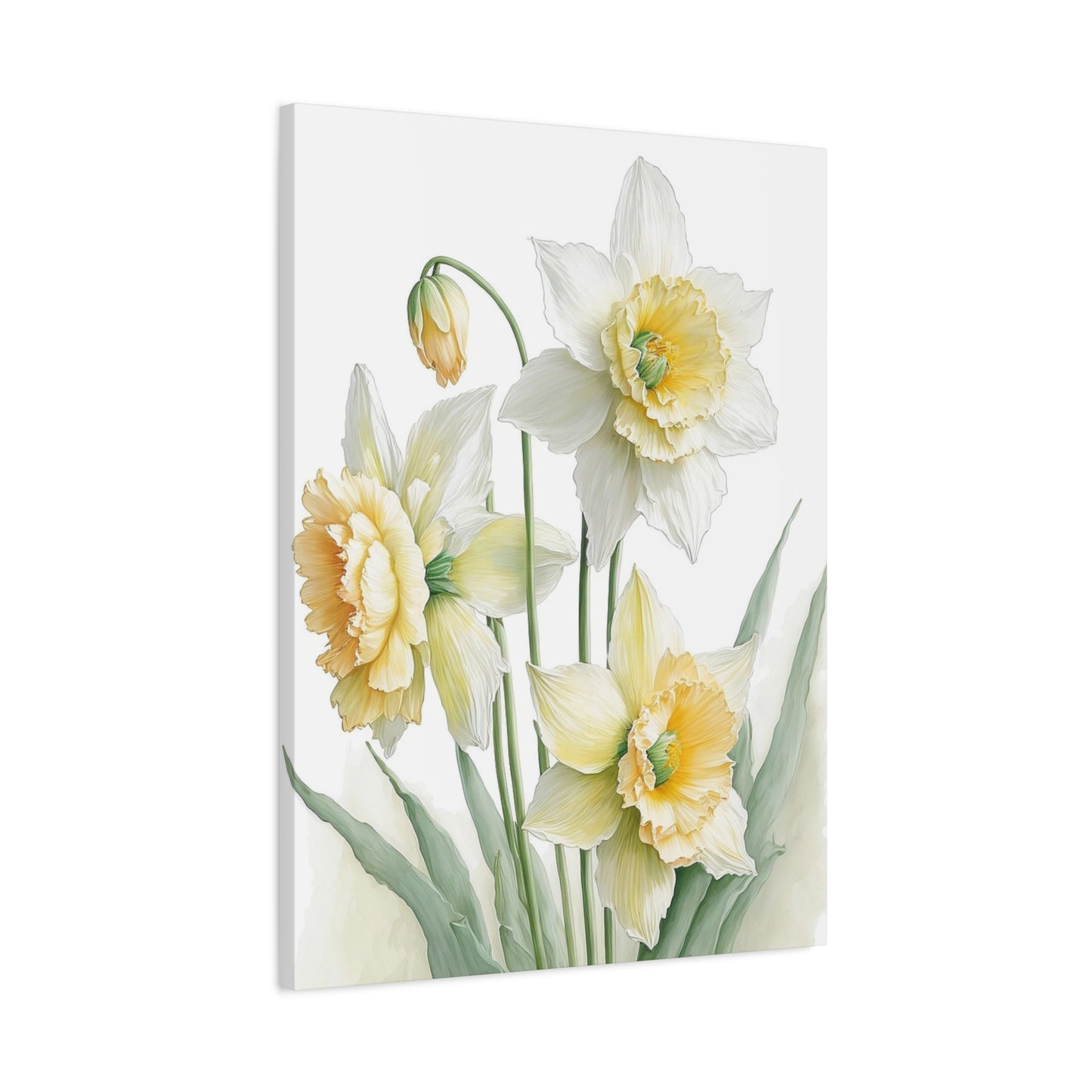 Matte Canvas, Stretched, 1.25" beautiful flowers white and yellow.