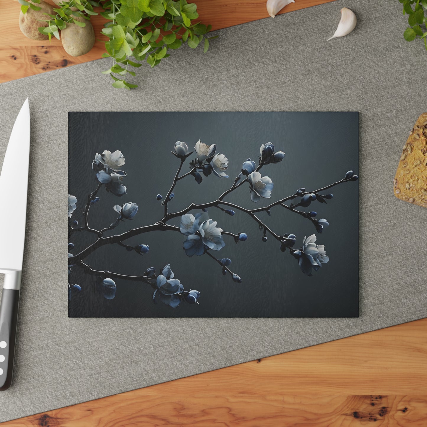 Floral Glass Cutting Board - Elegant Kitchen Decor, Unique Gift for Chefs