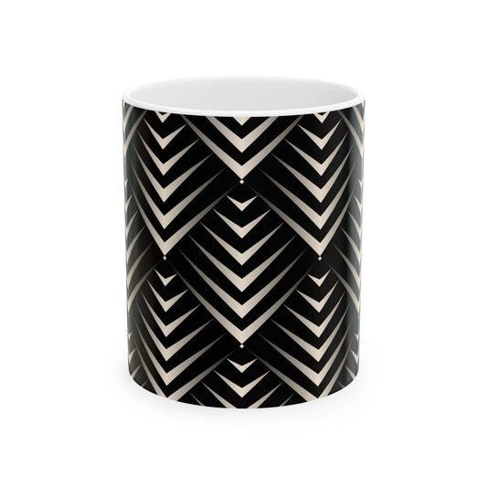 Chic Geometric Black and White Ceramic Mug - Coffee Lover Gift, Stylish Tea Cup, Home Decor, Modern Kitchenware, Unique Present
