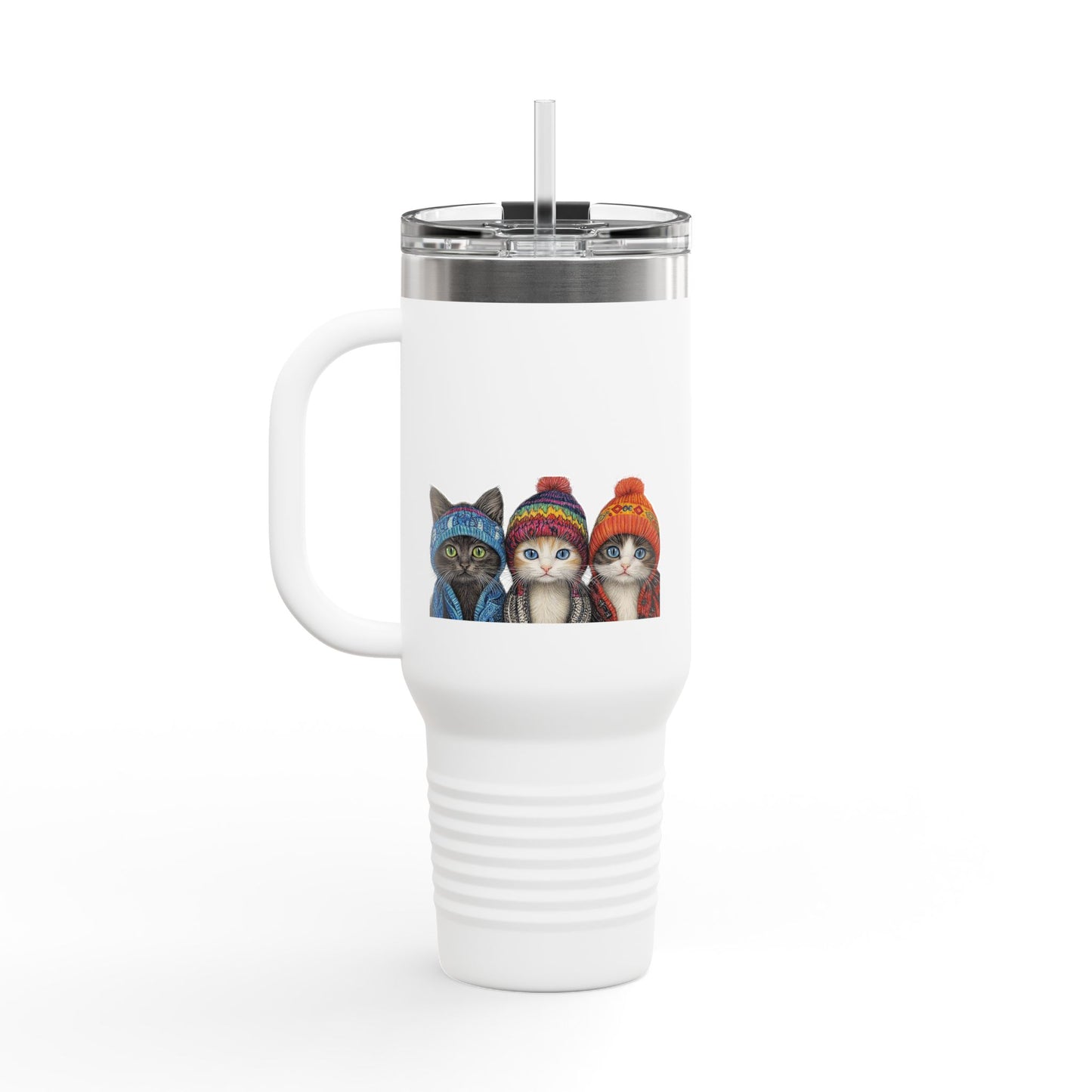 Cat-Themed Insulated Travel Mug, Perfect for Coffee Lovers, Gifts for Cat Owners, Travel Accessories, Cute Cat Lovers Gift, 40oz Mug