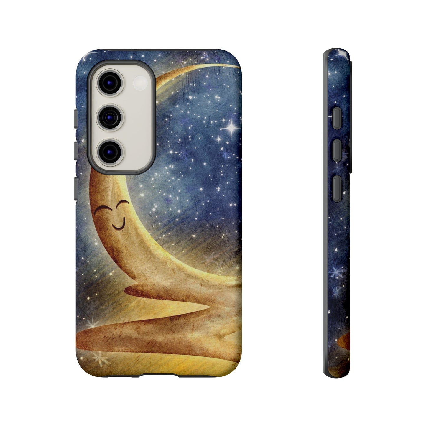 Moonlit Smile Phone Case — Starry Night Crescent Moon iPhone Cover