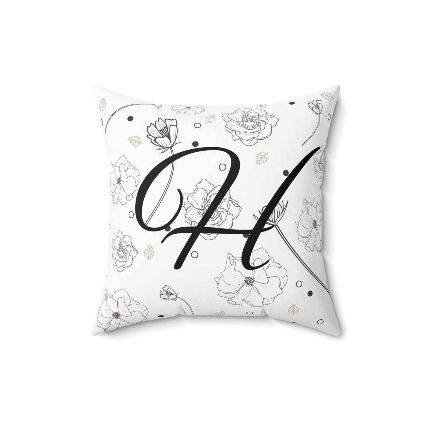 Floral Monogram Square Pillow - Personalized