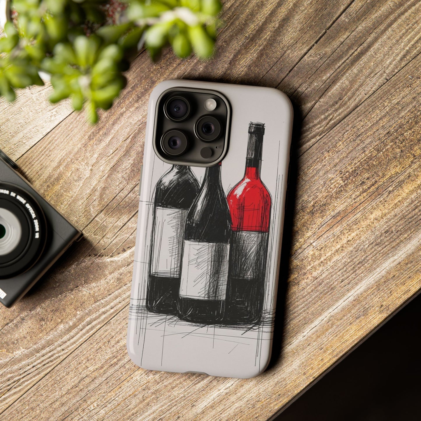 Wine Lover's Phone Case, Tough Phone Cover, Artistic Wine Design, Gift for Wine Enthusiasts, Customizable Case, Unique Wine Art
