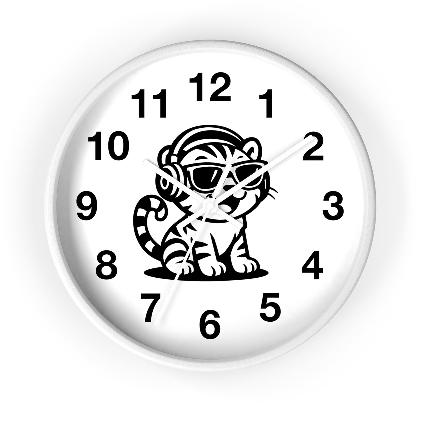 Cool Cat Design Wall Clock - Fun Decor for Animal Lovers, Tiger Clock, Unique Home Gift, Trendy Animal Wall Art, Kids Room Decor