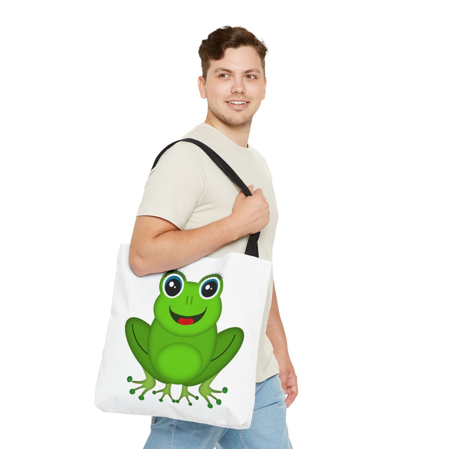 Cute Frog Tote Bag, Eco-Friendly Shopping Bag, Fun Gift for Kids, Frog Lovers, Bag for Nature Outings, Unique Frog Design