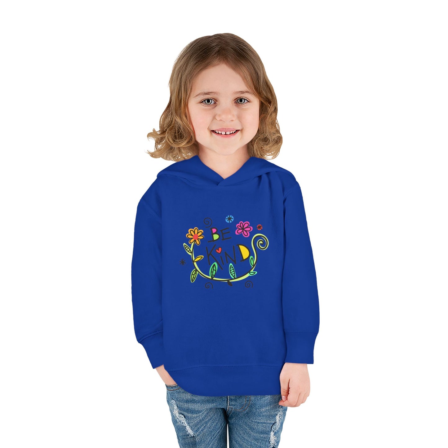 Toddler Fleece Hoodie - 'Be Kind' Floral Design, Cozy Kids Pullover, Cute Gift for Toddlers, Everyday Wear, Spring Outfit