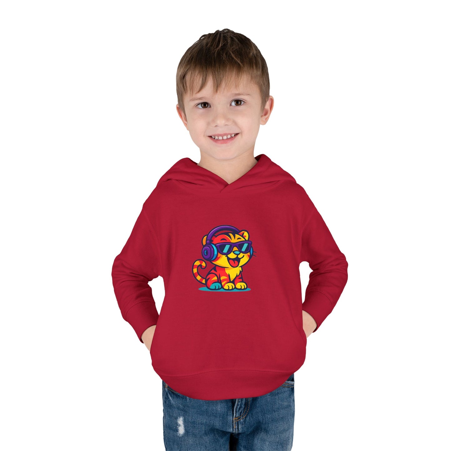 Cool Cat Toddler Hoodie - Fleece Pullover with Colorful Lion Design, Kids Clothing, Fun Gift, Casual Wear, Playtime Essentials