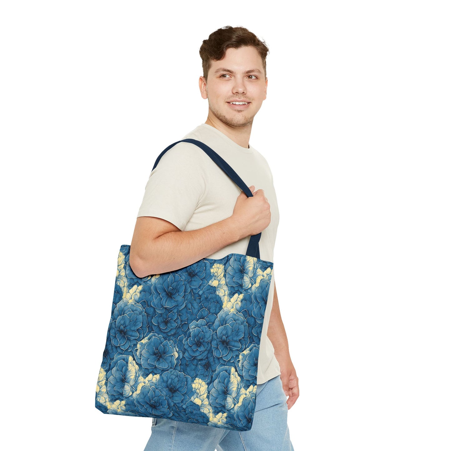 Floral Blue Peony Tote