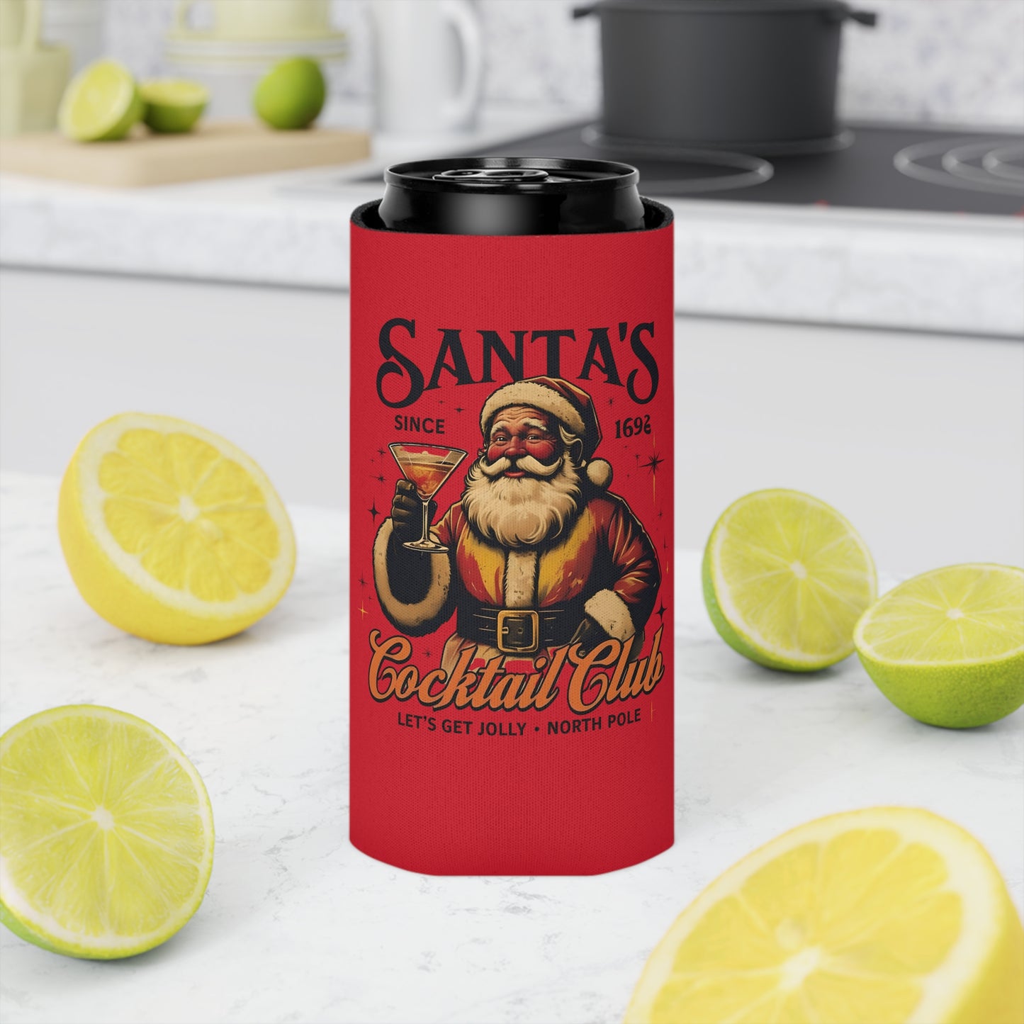 Festive Santa Can Cooler, Holiday Drink Insulator, Christmas Party Vibe, Perfect for Gifts and Gatherings, Drinkware for Celebrations