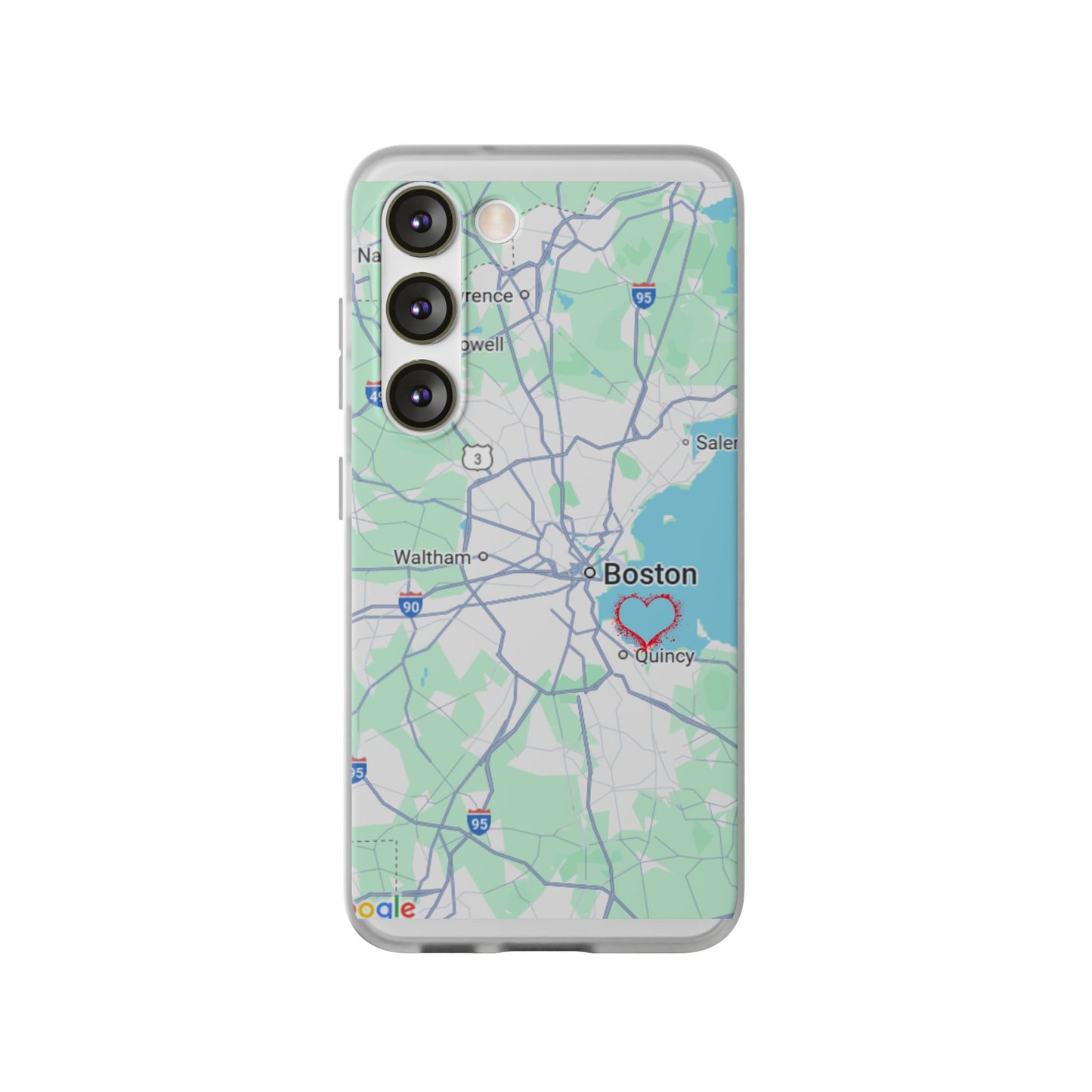 Boston Map Flexi Case for iPhone, Custom Location Phone Case, Unique Gift, Boston Heart Design, Travel Lover Accessory