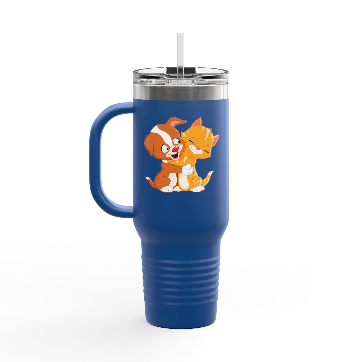 Whimsical Pet Love Insulated Travel Mug, Cute Animal Travel Mug, 40oz Coffee Cup, Dog Cat Drinkware, Funny Gift for Pet Lovers