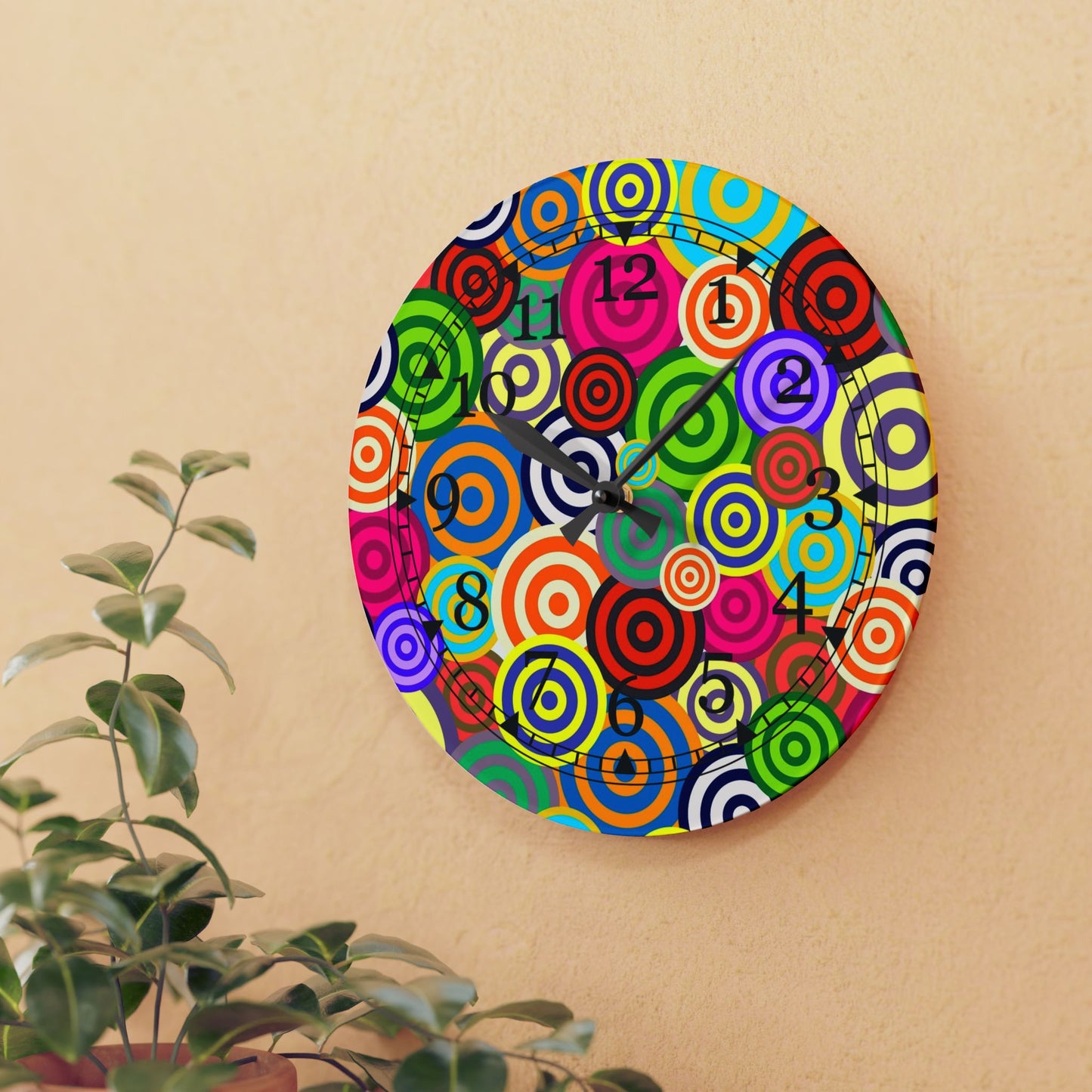 Colorful Retro Acrylic Wall Clock, Funky Home Decor, Unique Gift, Wall Art, Vibrant Timepiece