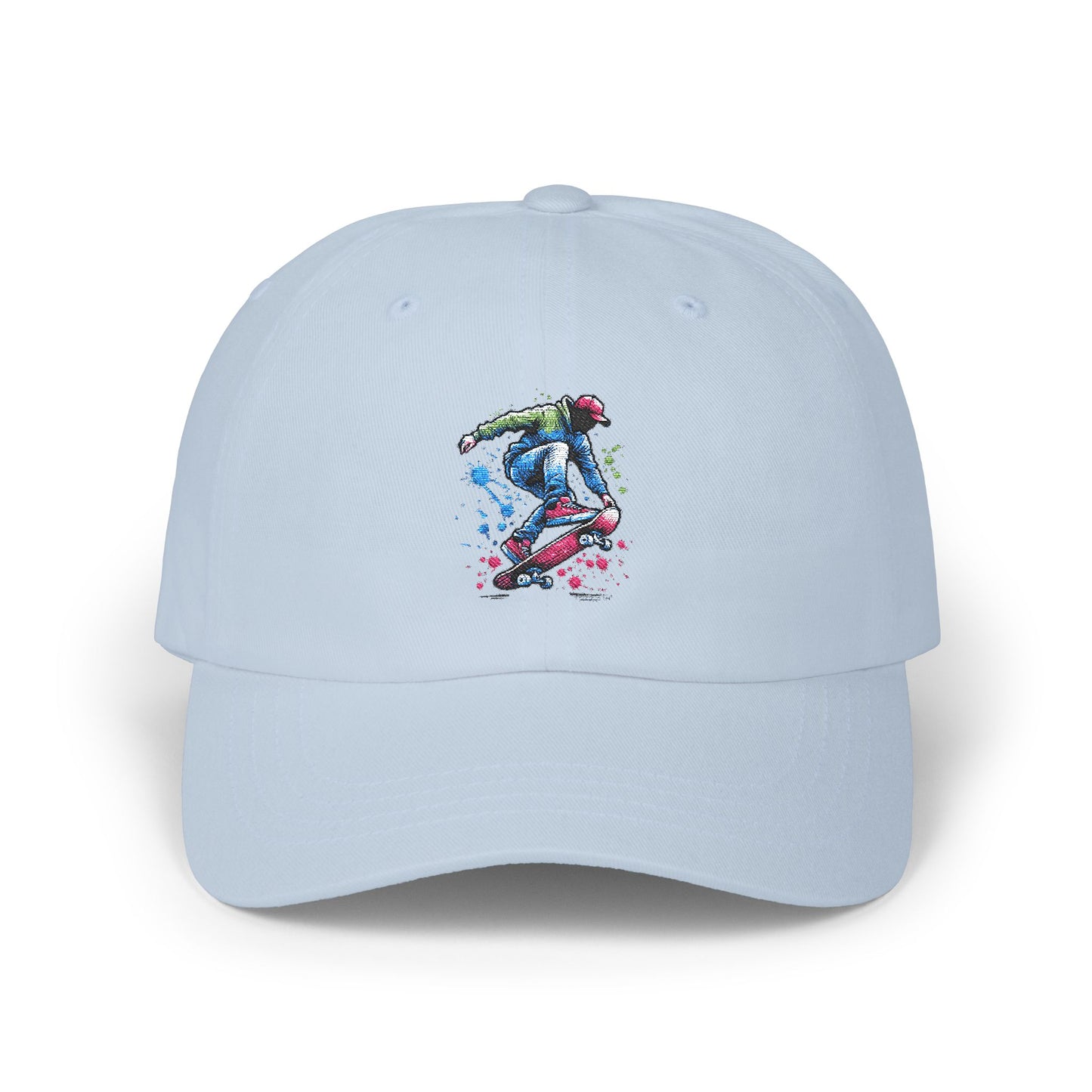 Skateboarder Art Dad Cap - Classic White Baseball Hat for Skate Enthusiasts
