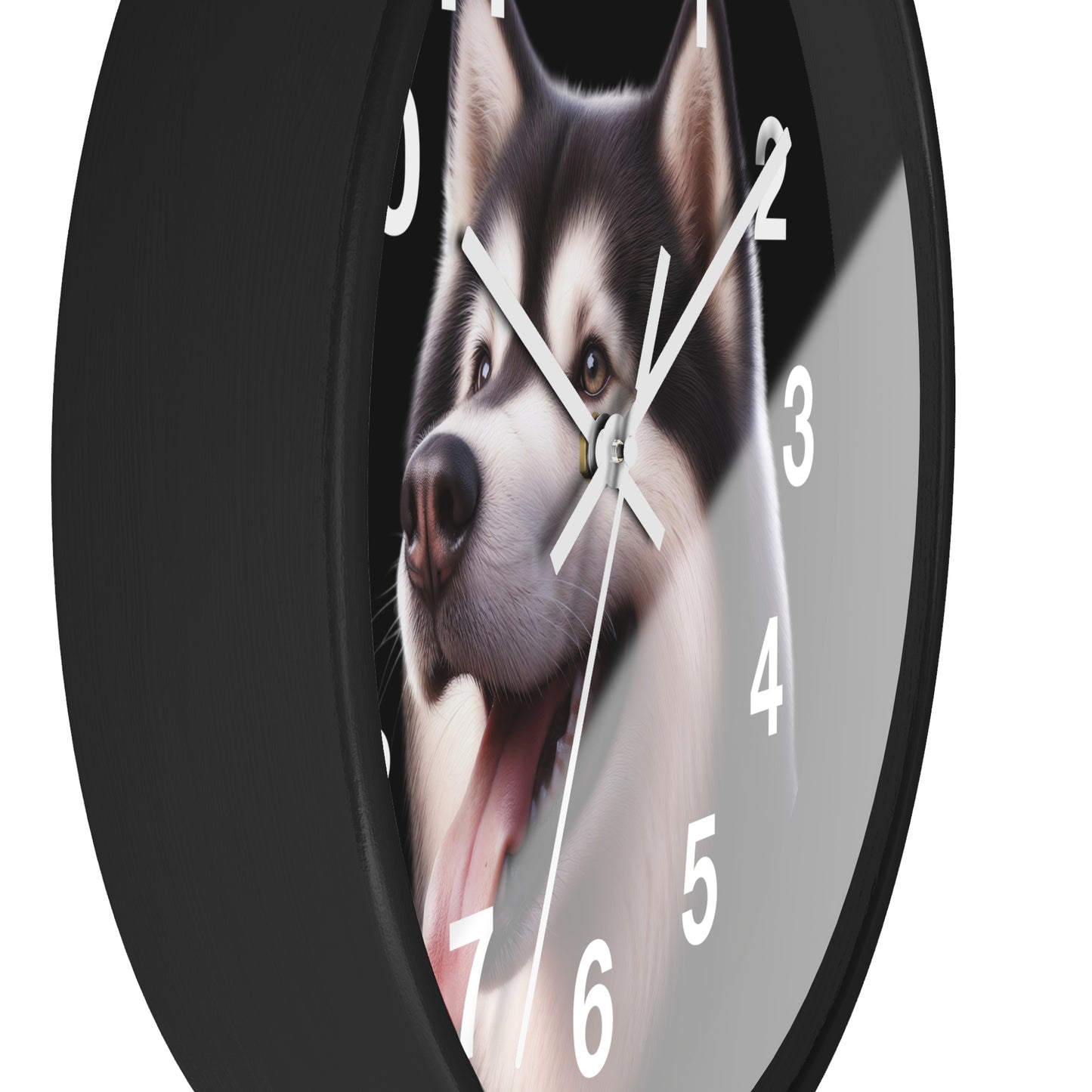 Husky Face Wall Clock – Cute Siberian Dog Home Decor, Pet Lover Gift