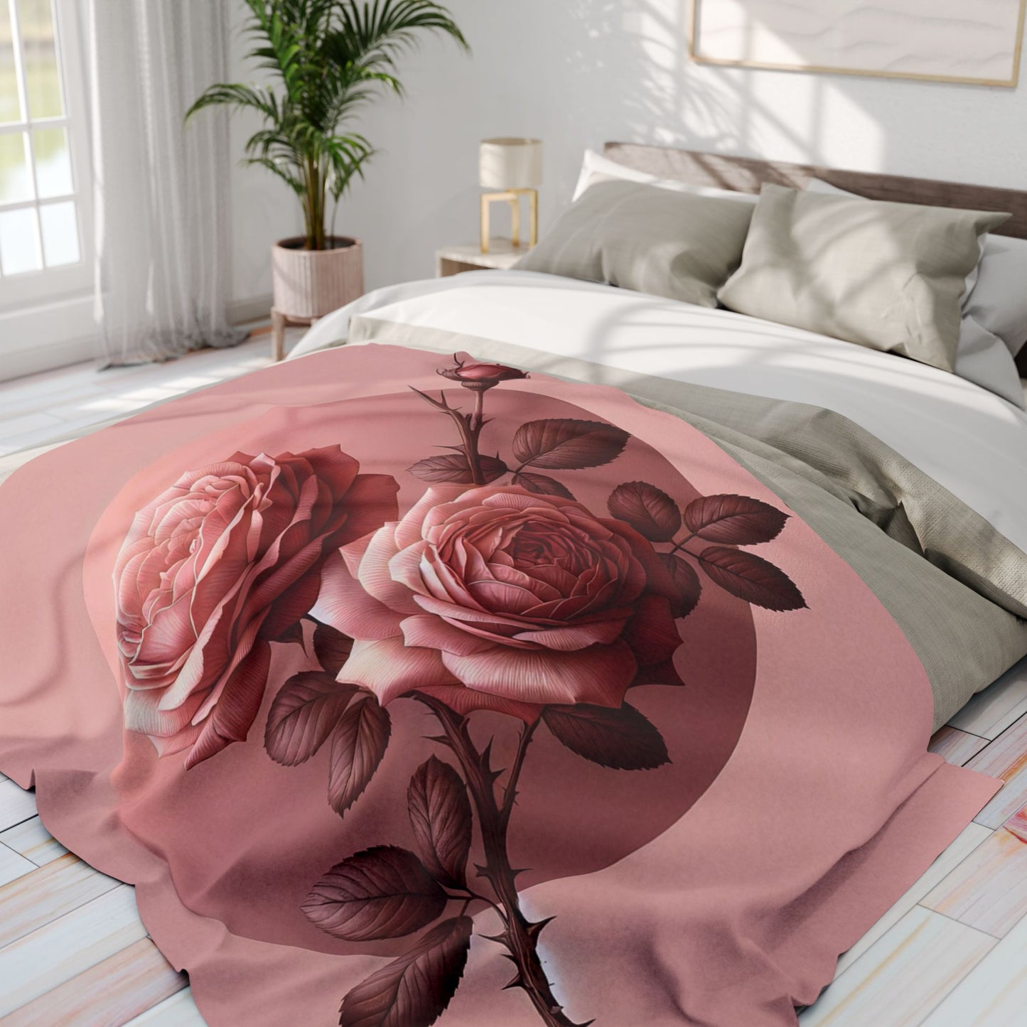 Rose Petal Arctic Fleece Blanket, Cozy Throw Blanket, Floral Home Decor, Gift for Her, Wedding Present, Winter Warmth