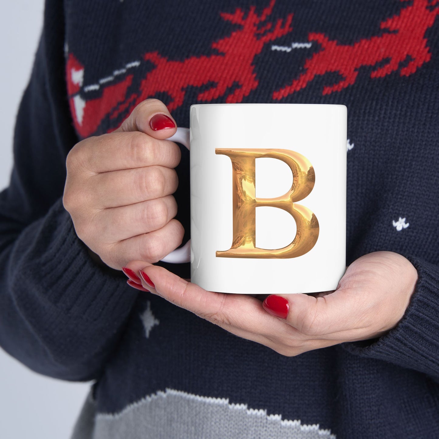 Elegant Gold Letter Mug | Personalized Coffee Cup, Letter B