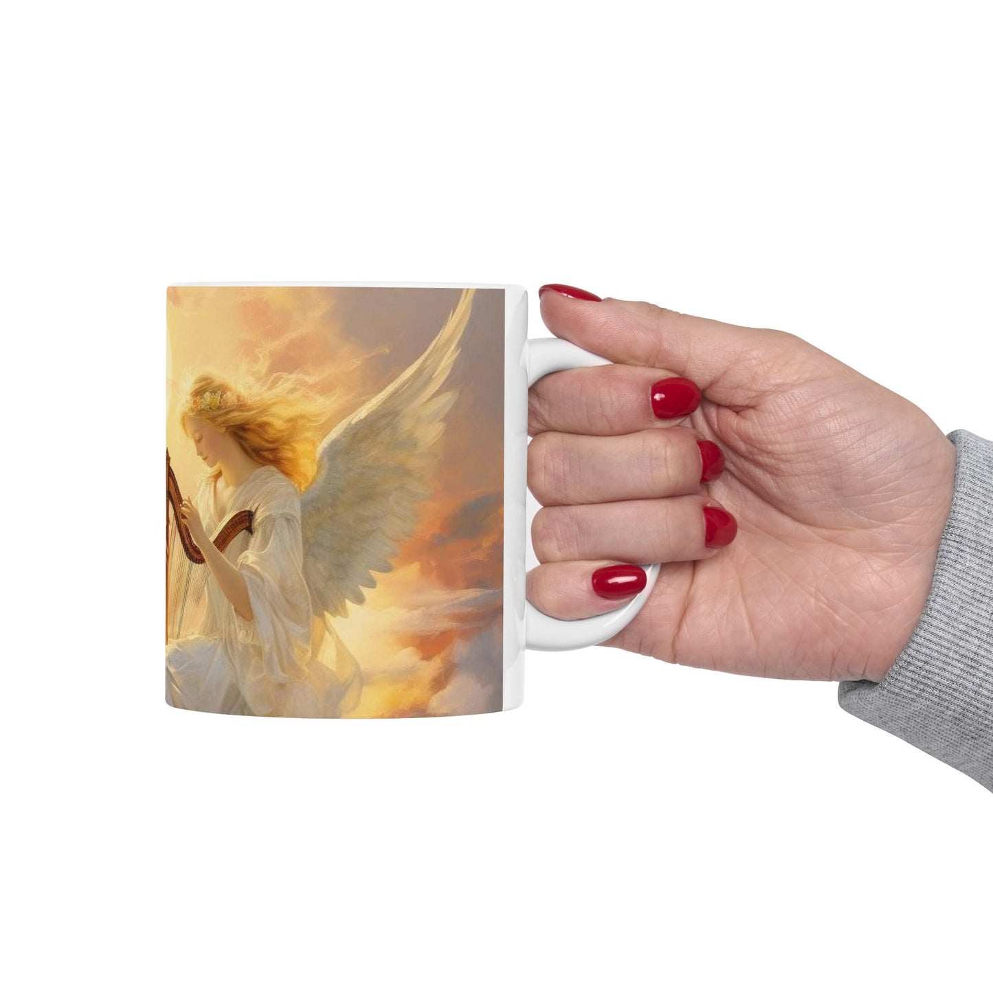 Angel Harp Ceramic Mug — Ethereal Sunrise Tea Coffee Cup (11oz, 15oz)