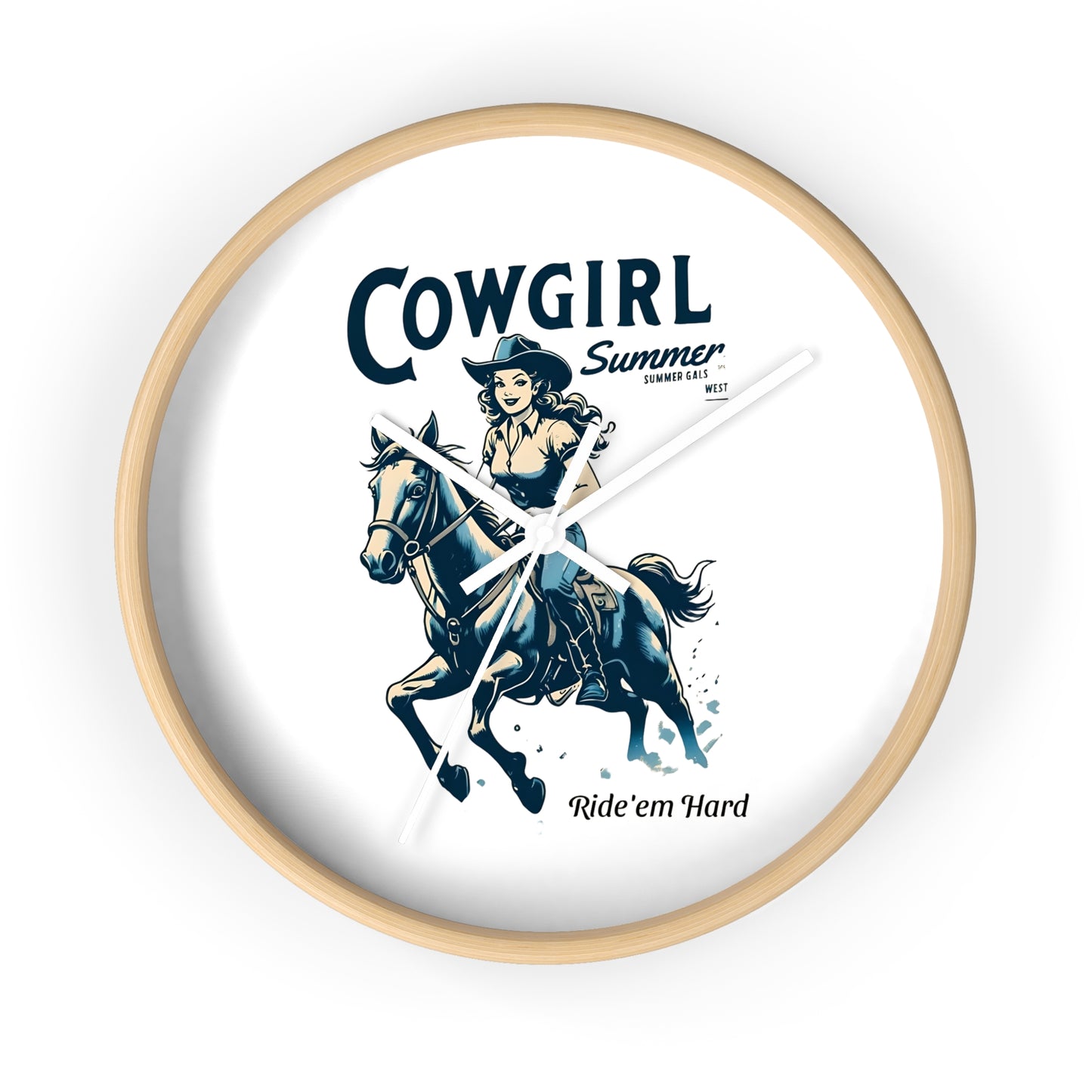 Cowgirl Summer Wall Clock Western Decor, Rustic Home, Rodeo Theme