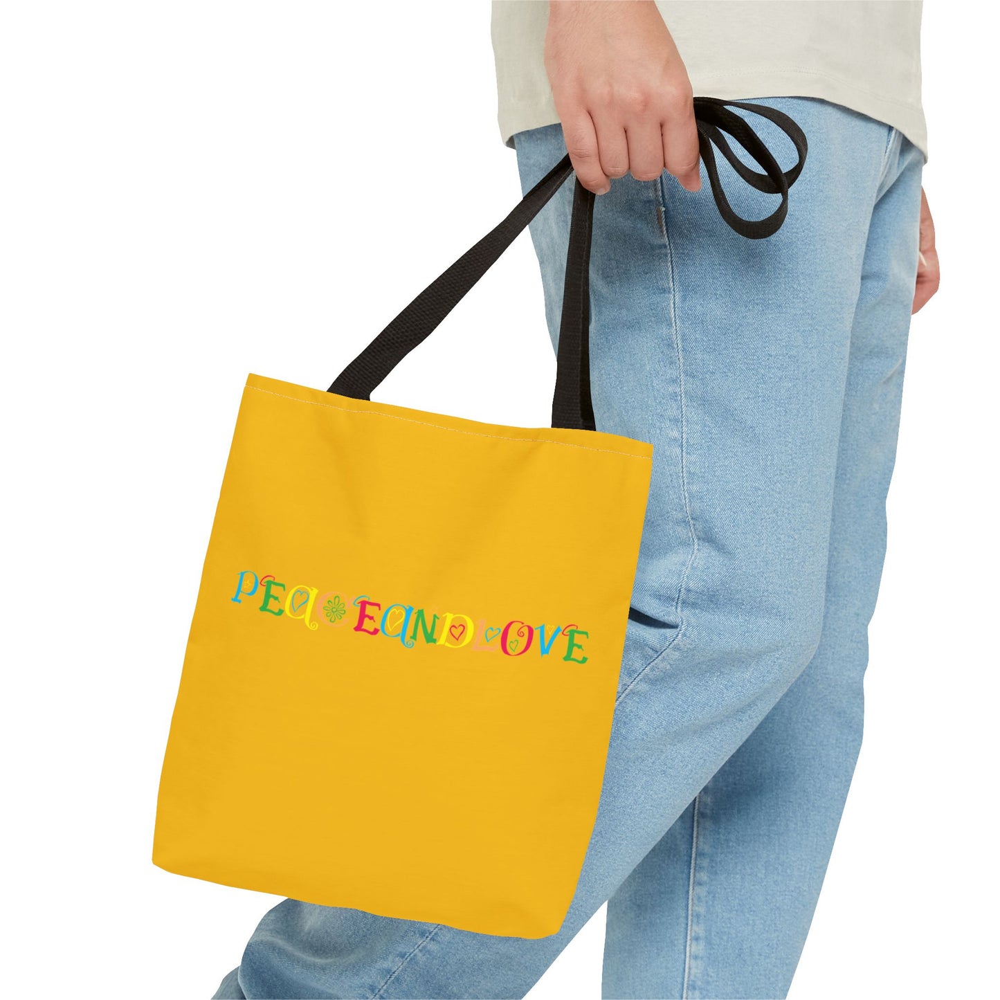 Colorful Peace and Love Tote Bag | Eco-Friendly Shopping Bag, Beach Tote, Gift for Friends, Everyday Carryall